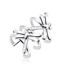 Couple Dragonflies Shaped Silver Ear Cuff EC3-04